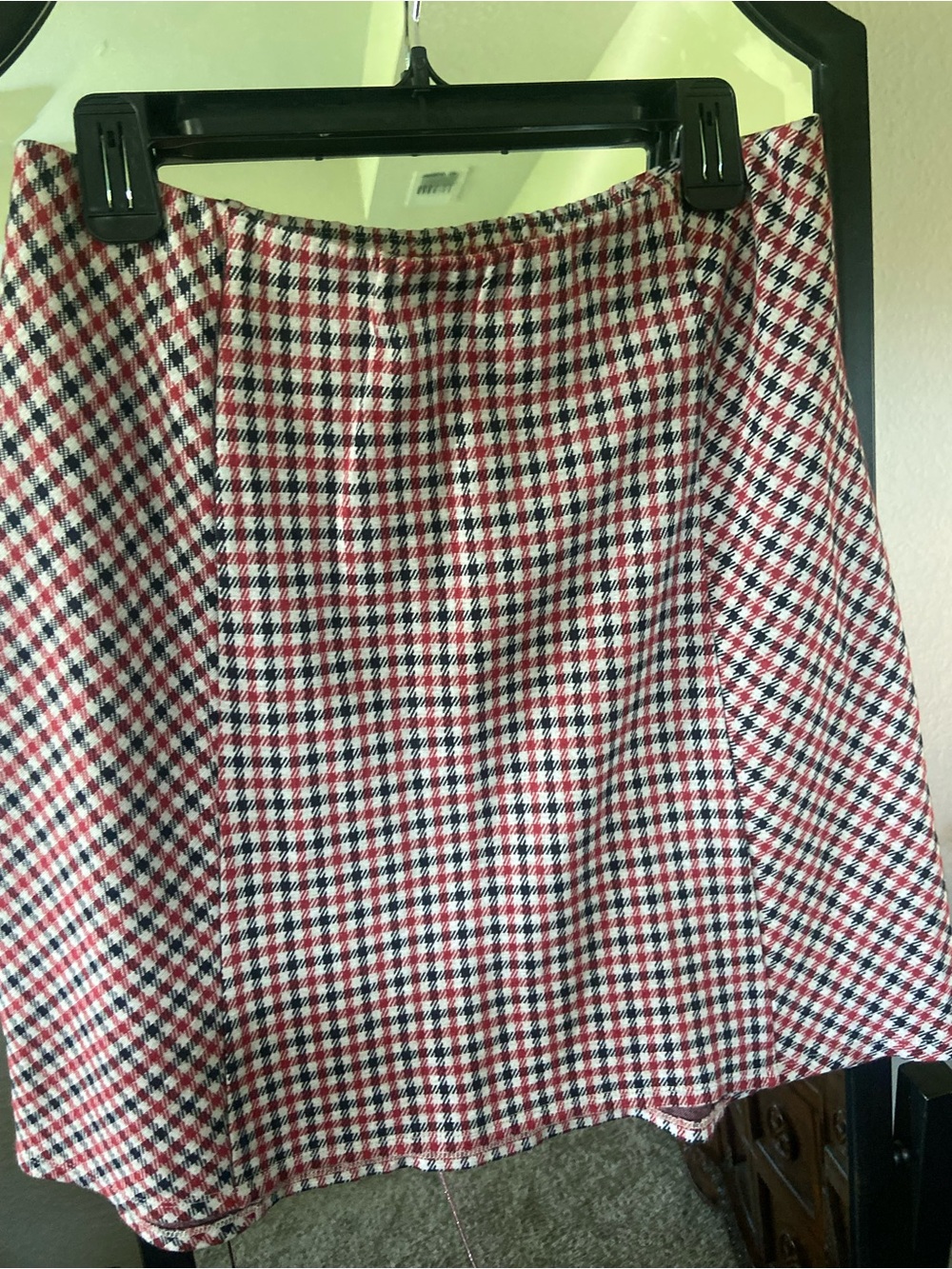 J. Jill Red, Black, and White Mini Skirt - Houndstooth
